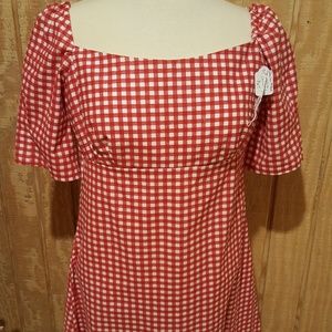 Red & White checkered dress.